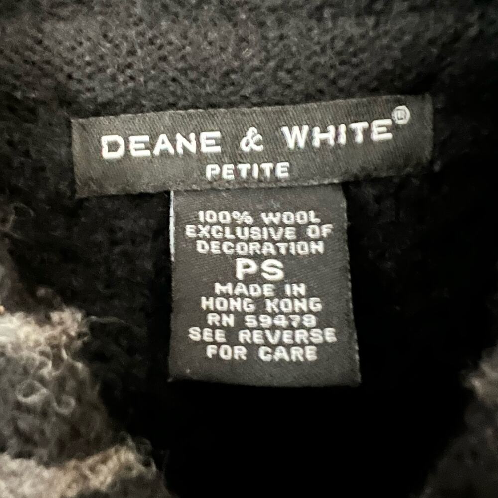 Deane & White Wool Embroidered Cardigan Sweater Black & White - Picture 7 of 7